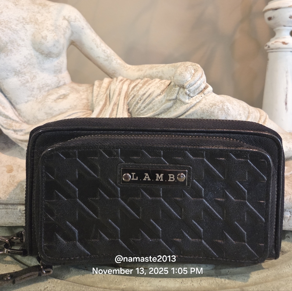L.A.M.B. Gwen Stefani Houndstooth Clutch Leather Designer #183